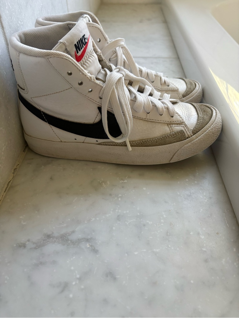 Nike White and Black High-Top Sneakers